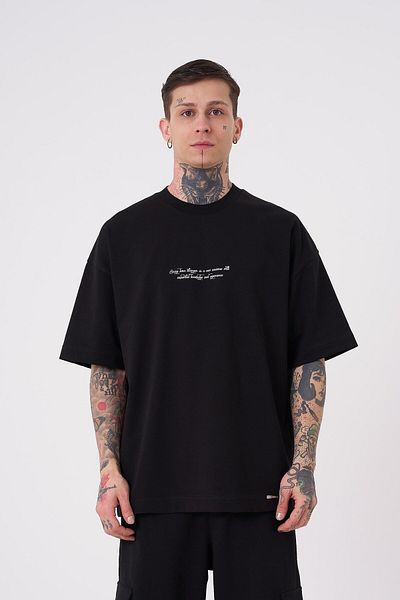 Machinist Ανδρικό Snake Aplique Printed Oversize Μαύρο T-Shirt