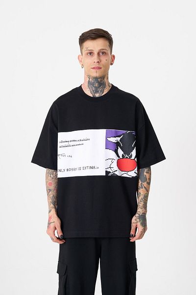 Machinist Ανδρικό μπλουζάκι Sylvester Printed Oversize μαύρο