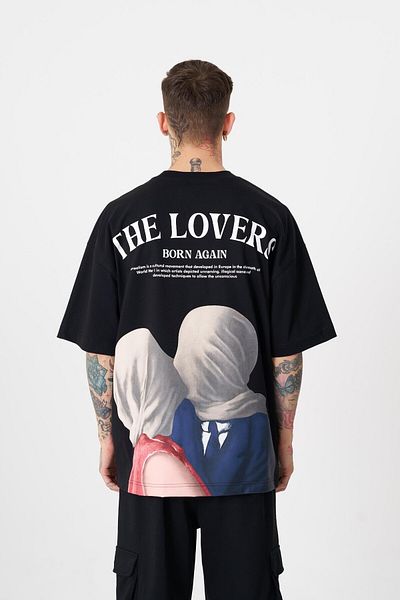 Machinist Ανδρικό μπλουζάκι με στάμπα The Lovers Oversize μαύρο