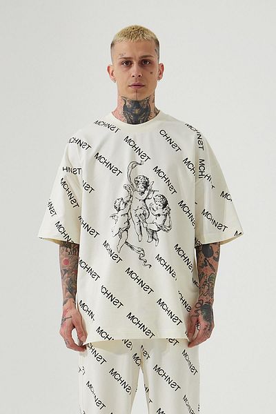 Machinist Ανδρικό μπλουζάκι με στάμπα Mchnst Angels Oversize Cream