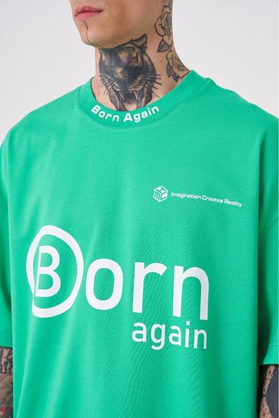 Machinist Men's Imagination Creates Printed Oversize Light Green T-Shirt