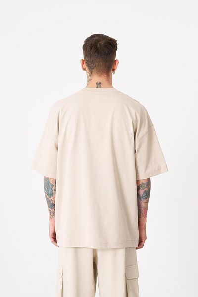 Machinist Tricou pentru bărbați cu imprimeu Sylvester, oversize, bej deschis