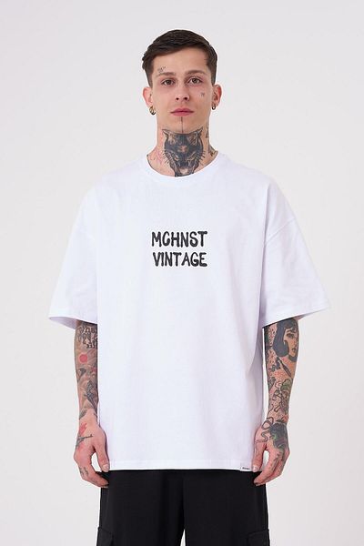 Machinist Tricou alb oversize cu imprimeu Vintage Memories pentru bărbați