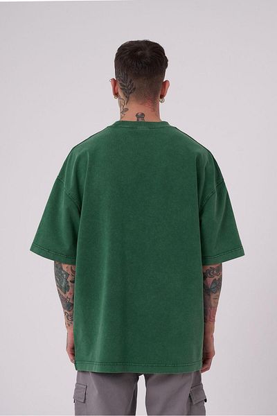 Machinist Men's Born Again Printed Washed Petrol Green T-Shirt