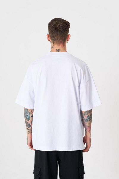 Machinist Tricou alb supradimensionat cu imprimeu Sylvester pentru bărbați