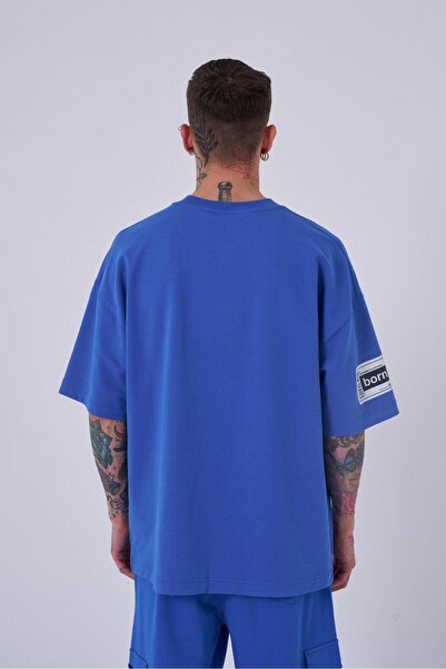 Machinist Tricou pentru bărbați Born Again Eye imprimat oversize albastru deschis