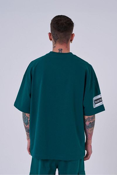 Machinist Ανδρικό μπλουζάκι Born Again Eye Printed Oversize Petrol Green T-shirt
