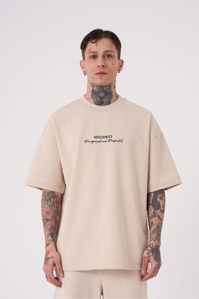 Machinist Tricou cu imprimeu oversize, bej deschis, pentru bărbați, Stone of Nemrut