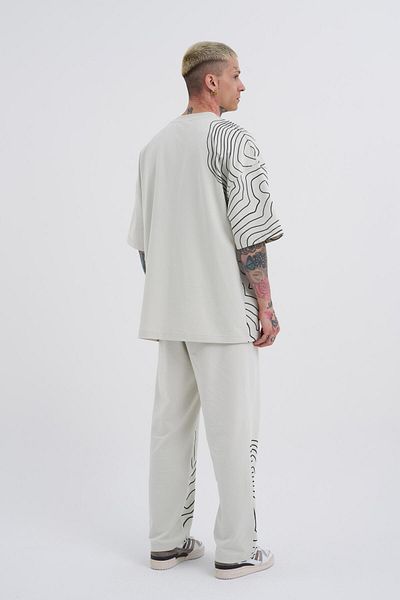 Machinist Men's Oversize Gray Suit - Printed