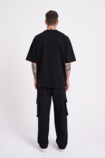 Machinist Ανδρικό Sneaking Roses Κεντημένο Oversize Μαύρο T-Shirt