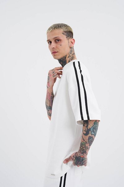 Machinist Ανδρικό Σετ εκρού Oversize - Ριγέ μανίκια Basic