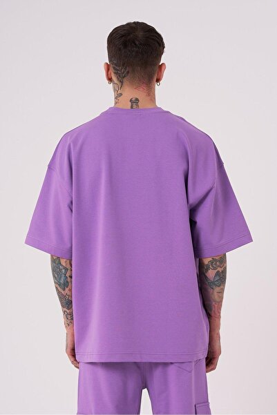 Machinist Ανδρικό Basic Cotton Oversize Νέο Νέο Μωβ T-Shirt