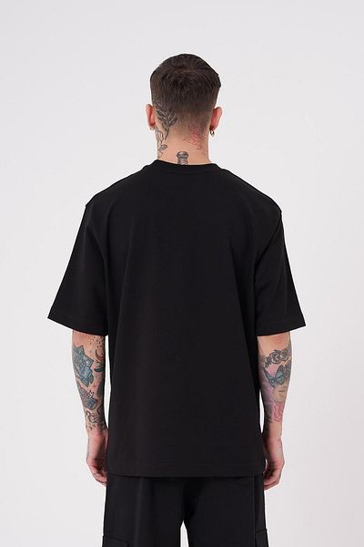 Machinist Tricou negru, relaxat, fără nume pentru bărbați