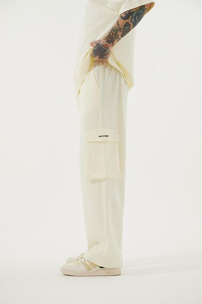 Machinist Ανδρικό φαρδύ κρεμ παντελόνι Cargo Pocket Oversize