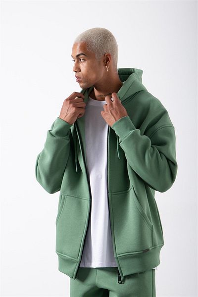 Machinist Φούτερ Aqua Green Oversize με κουκούλα με φερμουάρ