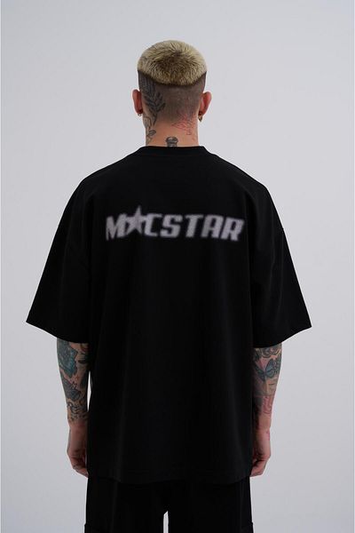 Machinist Tricou negru pentru bărbați Macstar Oversize cu imprimeu afumat