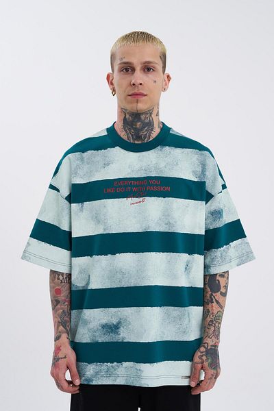 Machinist Men's Oversize Petrol Ecru T-Shirt - Everyting You Printed