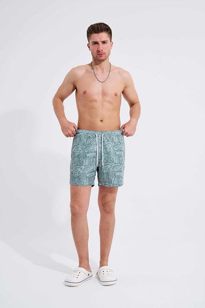 Machinist Green Men's Luxury Nature Printed Swim Shorts