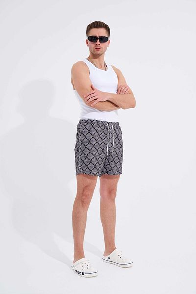 Machinist Geometric Lines Printed - Ανδρικό μαύρο μαγιό