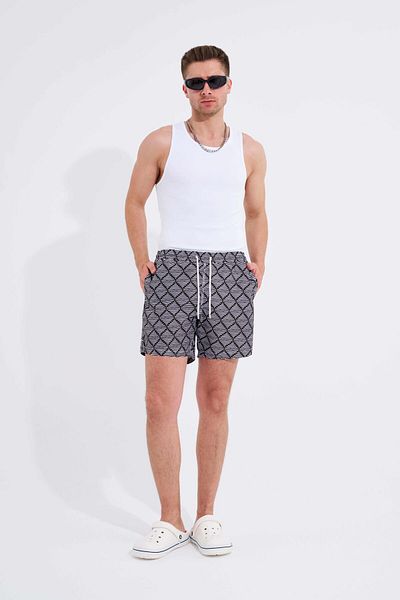 Machinist Geometric Lines Printed - Ανδρικό μαύρο μαγιό
