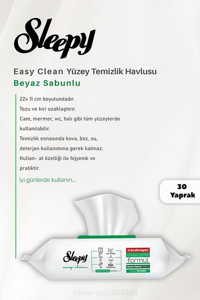 Sleepy Sleepy Easy Clean 3-Piece White Soap Surface Cleaning Towels - 30 pcs and ROSIE