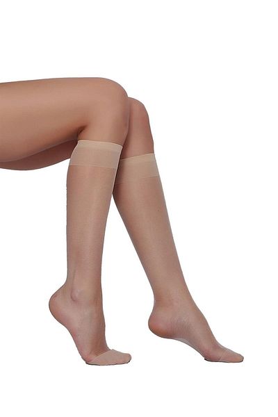 Daymod Ciorapi de damă, de culoare deschisă, Lady Fity, 15 denari, subțiri, strălucitori, până la genunchi, 3 piese
