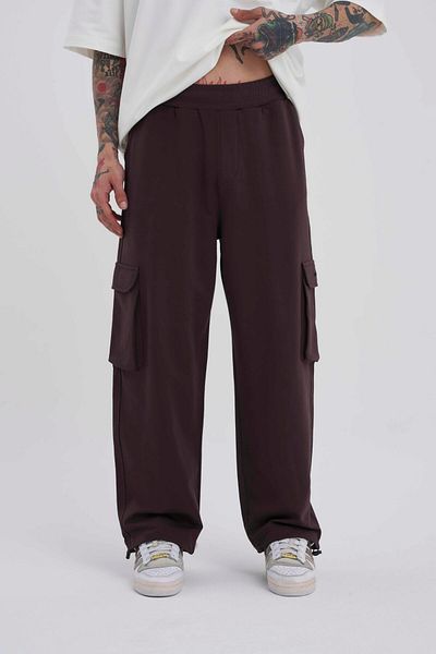 Machinist Ανδρικό φαρδύ καφέ παντελόνι Cargo Pocket Oversize