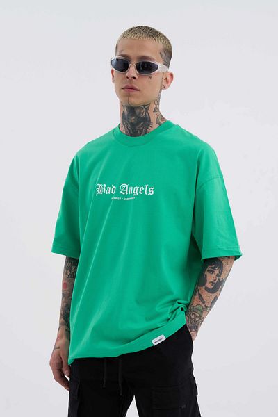 Machinist Ανδρικό μπλουζάκι ανοιχτό πράσινο Oversize - Bad Angels Printed