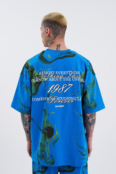 Machinist Men's Oversize Blue T-shirt - Nothing Last Printed