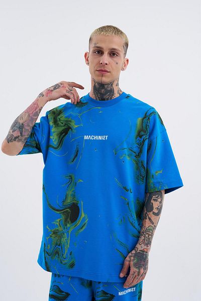 Machinist Men's Oversize Blue T-shirt - Nothing Last Printed