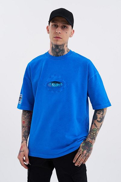 Machinist Men's Born Again Eye Wash Oversize Light Blue Spotted T-Shirt