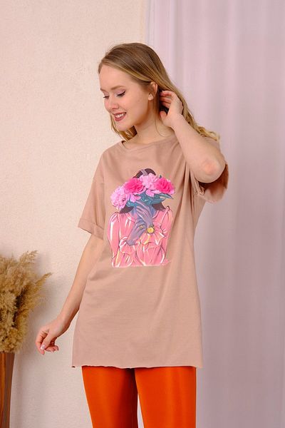 For Angels Тениска с флорален принт от норка 213571436