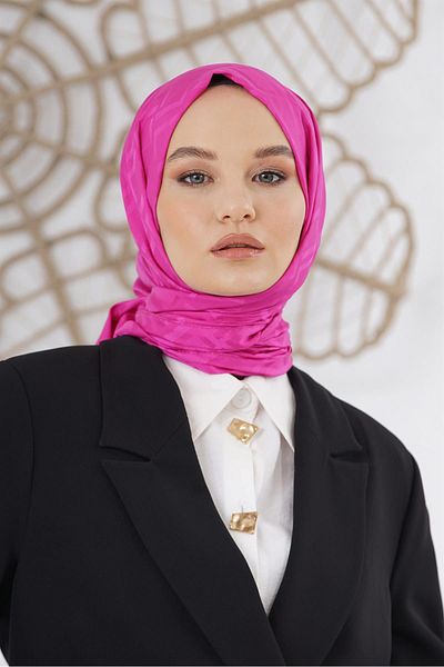 Loryan Flush Jacquard 2-Piece Scarf Set - Logo Pattern, Fuchsia-Very Fairy, Advantage Shawl Package