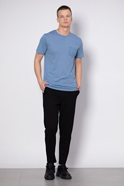 BARRELS AND OIL T-Shirt with Chest Pocket - Blue
