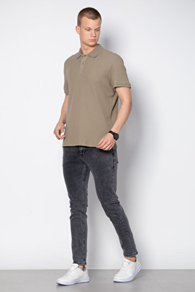 BARRELS AND OIL Waffle Polo Neck T-Shirt - Mink