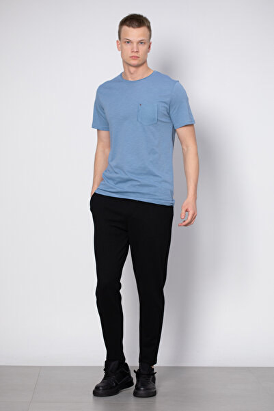BARRELS AND OIL T-Shirt with Chest Pocket - Blue