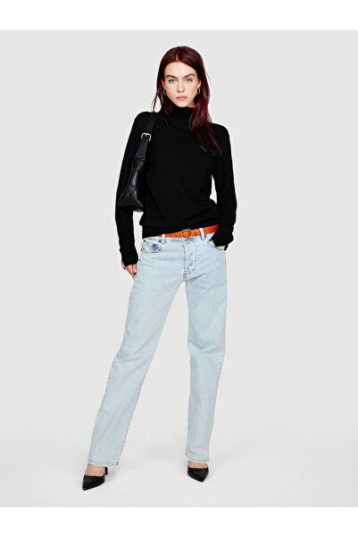 Sisley Kadın Siyah Kaşmir Karışımlı Regular Fit Dik Yaka Kazak