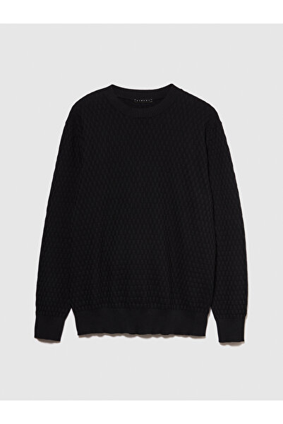 Sisley Μαύρο ανδρικό πουλόβερ - 100% βαμβάκι, λαιμόκοψη