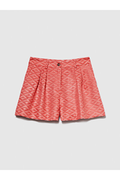 Sisley Kadın Gül Kurusu Viskoz KARIŞIMLI Halka Kemerli Jakarlı Şort