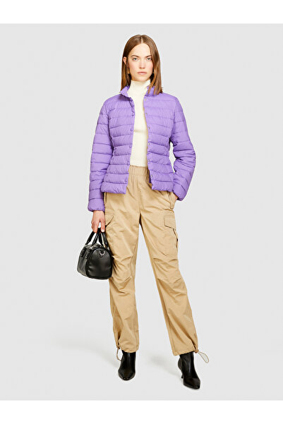 Sisley Purple Slim Fit Women's Coat - Snap Button and Lined