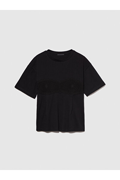 Sisley Γυναικείο μπλουζάκι κορσέ από 100% βαμβάκι με λεπτομέρεια από μαύρη δαντέλα