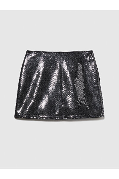 Sisley Fusta mini neagră cu paiete pentru femei - căptușită