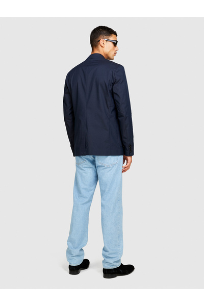 Sisley Ανδρικό μπουφάν με 2 κουμπιά, άνετο και χωρίς επένδυση, σε μπλε ναυτικό χρώμα