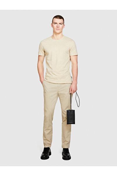 Sisley Ανδρικό μπεζ μπλουζάκι από 100% βαμβάκι με λεπτή εφαρμογή