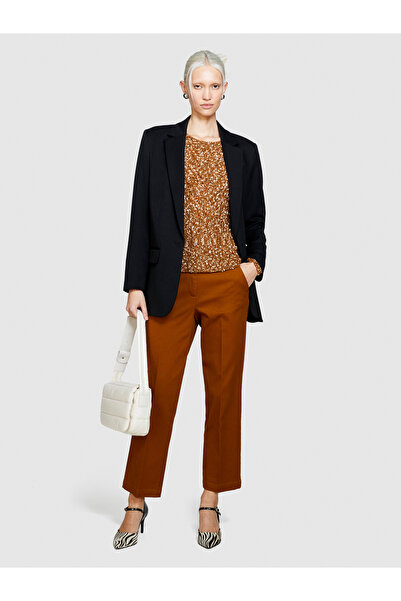 Sisley Καφέ Μείγμα Καταστάσεων Βαμβακιού - Γυναικείο παντελόνι υψηλής κατηγορίας Regular Fit