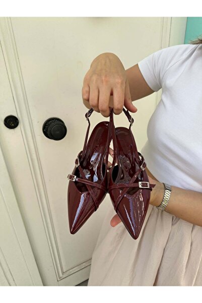 Atelierby DS Bordo Rugan Şık Kadın Stiletto