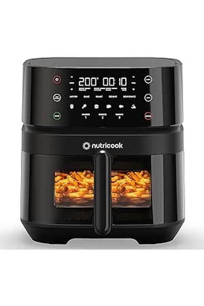 Nutricook Air Fryer 3 Vision, 1700 Watts, Clear Window & Internal Light, 6 Presets, 5.7L, Black
