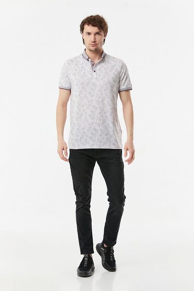 Fulla Moda Leaf Printed Polo Neck T-Shirt