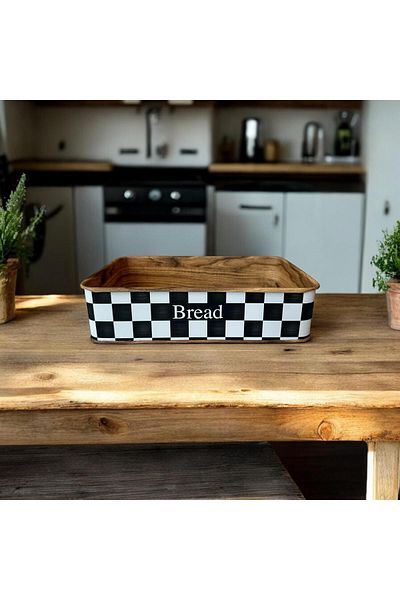 UCR HOME Metal Checkerboard Patterned Rectangular Bread Basket