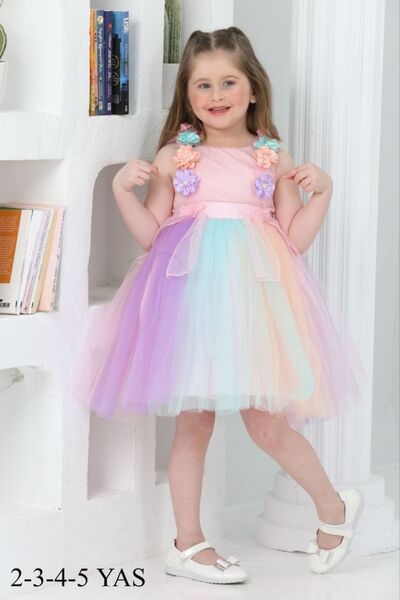 ARBİ kids Kız Çocuk Tüllü Kabarık Abiye Doğum Günü Davet Kutlama Bir Yaş Büyük Alınız